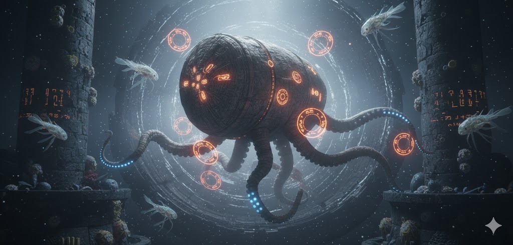 Heplaloids alien entity Cygnus Arm Heptapod non-linear language DAMCO planet temporal consciousness.