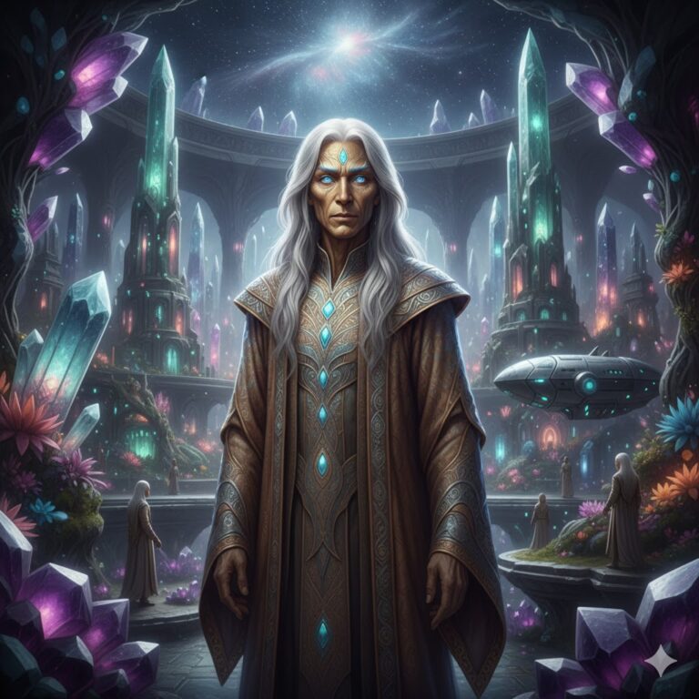 Lemurian Elder in the crystalline city of Telos beneath Mount Shasta.