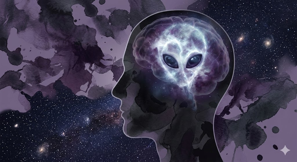 Psychological concept of alien belief inside the human mind.