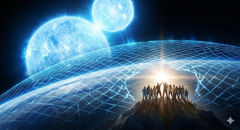A glowing blue energy grid from the Sirius star system descending on Earth with humans resisting from below.
