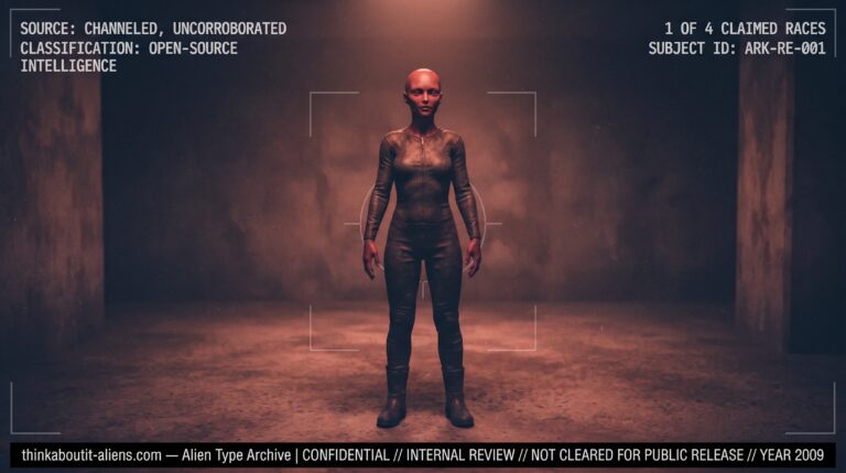 Red-skinned humanoid figure in a plain softly lit setting, illustrating the corrected ALT alien type from Patricia Cori's Sirian Revelations