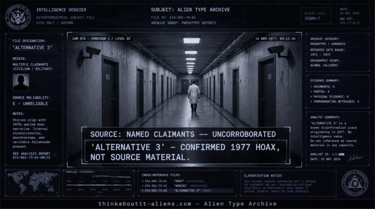 Dossier-style illustration of a sterile underground base corridor representing the Insiders/DUMB-resident concept