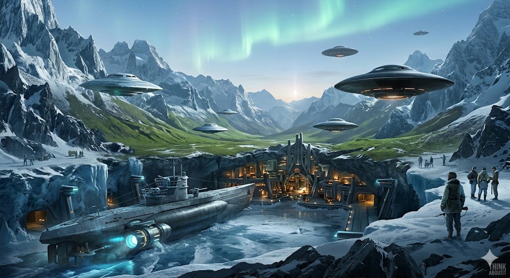 A secret German base in Antarctica with flying discs and advanced U-boats.