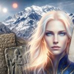 A research collage featuring a Nordic alien, Sumerian Anunnaki carvings, and the mountains of the Andes.
