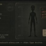 Archive illustration of a bipedal humanoid figure with an oversized insectoid head, representing the disputed Depanoid alien account