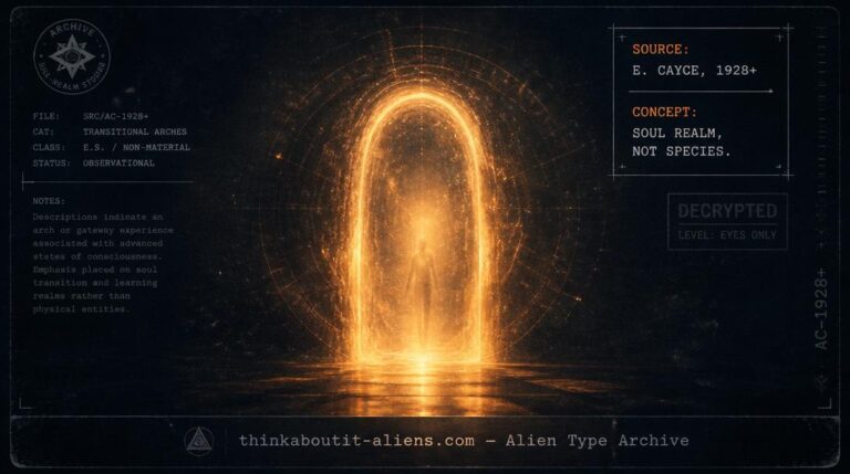 A glowing golden-orange stargate archway in darkness with a faint humanoid silhouette passing through, illustrating the corrected Arcturas/Arcturian concept rooted in Edgar Cayce's "stargate" readings