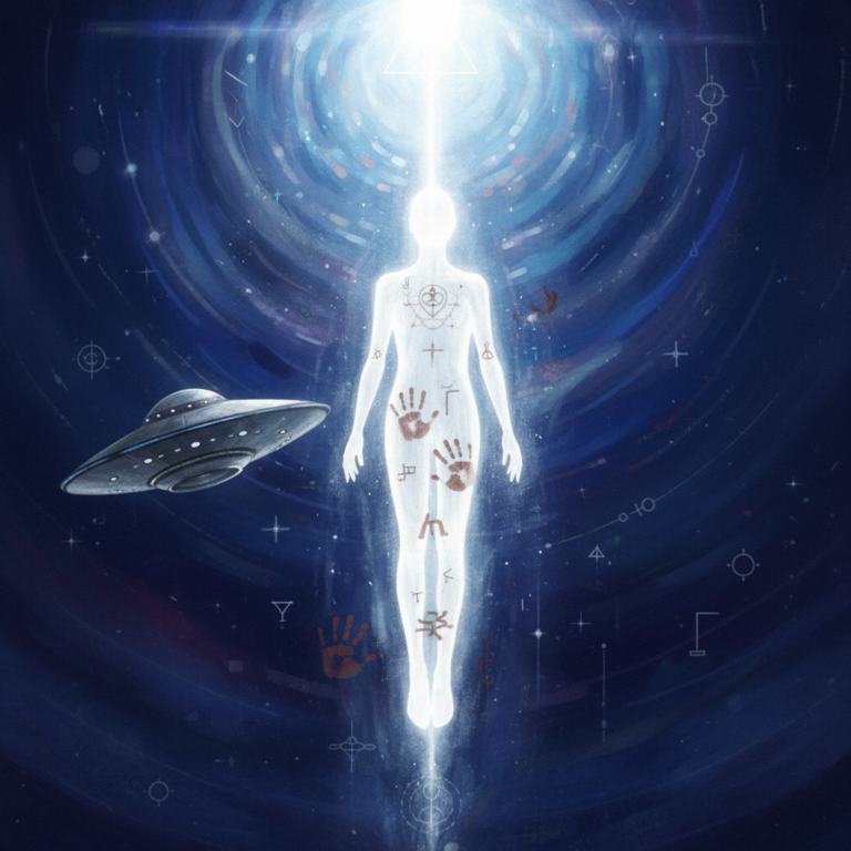 A visual representation of the link between ancient spirit sightings and modern UFO phenomena.