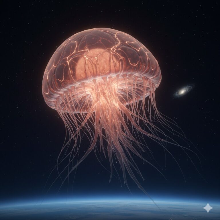 Energyzoa sky critter translucent atmospheric beast glowing in the stratosphere.