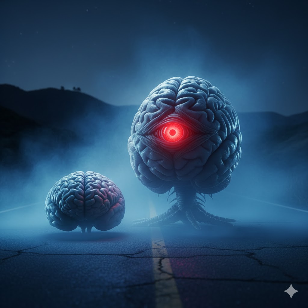 Giant Brains alien encounter Palos Verdes John Hodges organic translation devices blue mist.