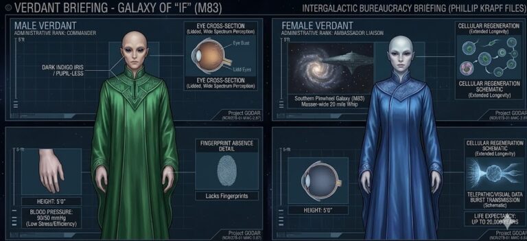 Male and female Verdant from the Galaxy of IF technical diagram highlighting the Ambassador Program.