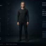 Dossier-style illustration of an Akhori, a blond humanoid from the planet Akhoria in the Altair system