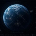 Dossier-style illustration of a mostly ocean-covered planet, representing the Aquafarian homeworld described in SSP-veteran testimony